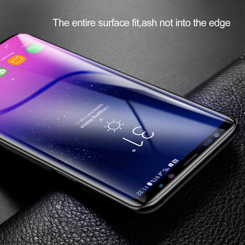 Miếng Dán Kính Cường Lực Full 3D Samsung S9 Plus Hiệu Baseus được phủ một lớp chống chói khả năng chiu lực cao không thua vì cường lực sịn khác